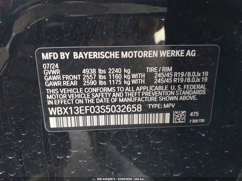 VIN WBX13EF03S5032658 2025 BMW X1 M35I
