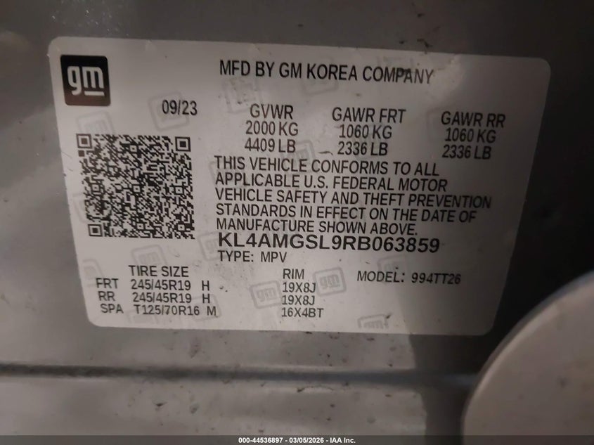 VIN: KL4AMGSL9RB063859 2024 BUICK ENCORE GX AVENIR AWD