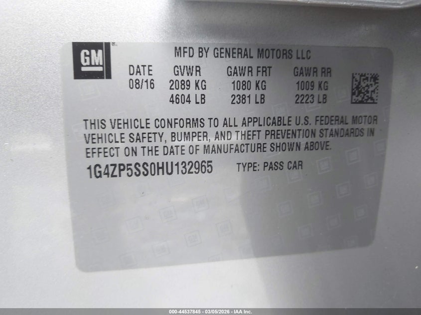 2017 Buick Lacrosse Essence VIN: 1G4ZP5SS0HU132965 Lot: 44537845