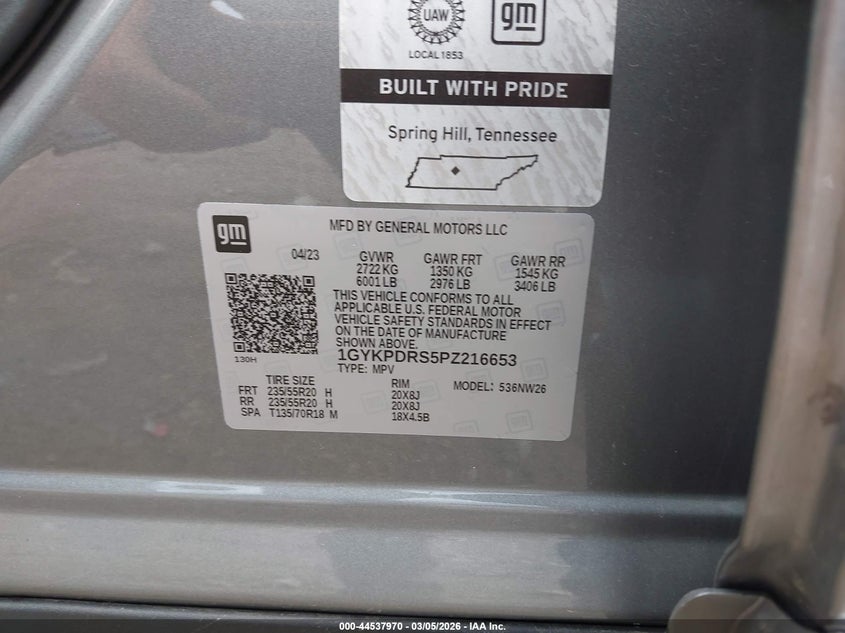 2023 Cadillac Xt6 Awd Premium Luxury VIN: 1GYKPDRS5PZ216653 Lot: 44537970