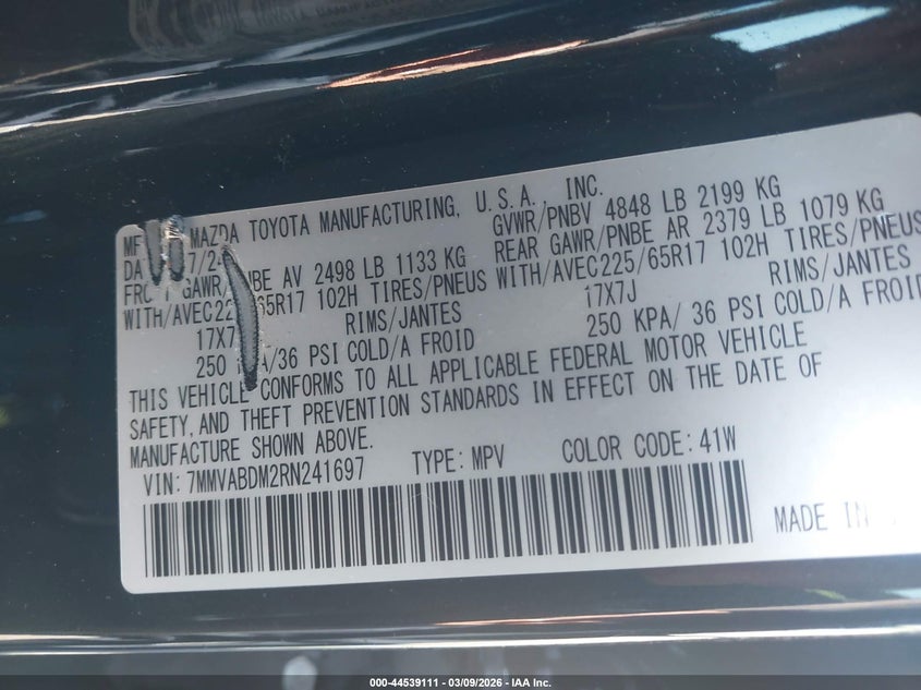 2024 Mazda Cx-50 2.5 S Premium VIN: 7MMVABDM2RN241697 Lot: 44539111