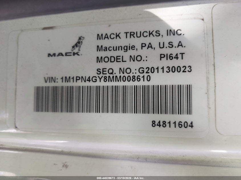 2021 OTHER MACK PINNACLE TRUCK N/A
