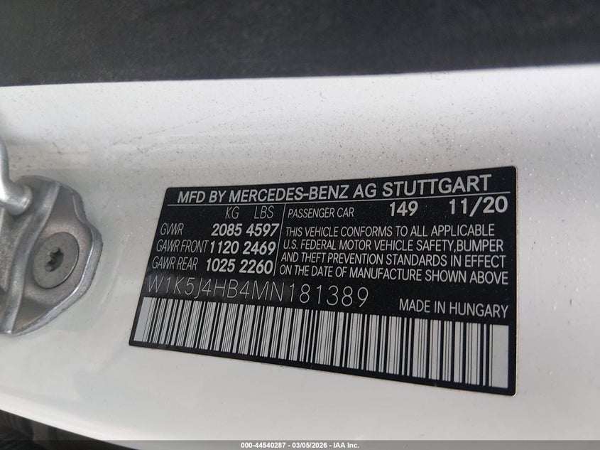 2021 Mercedes-Benz Cla 250 4Matic VIN: W1K5J4HB4MN181389 Lot: 44540287