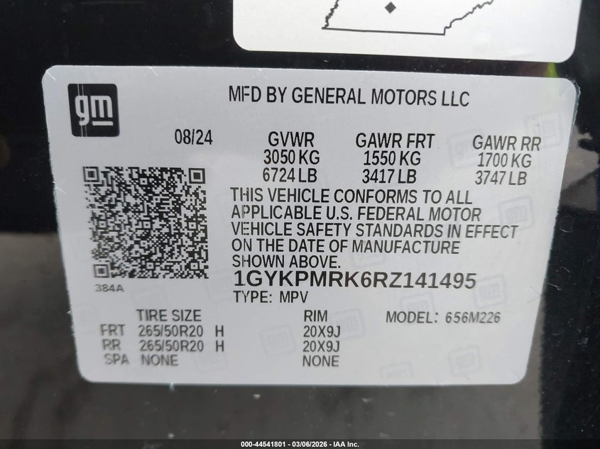2024 Cadillac Lyriq Tech W/1Sa VIN: 1GYKPMRK6RZ141495 Lot: 44541801