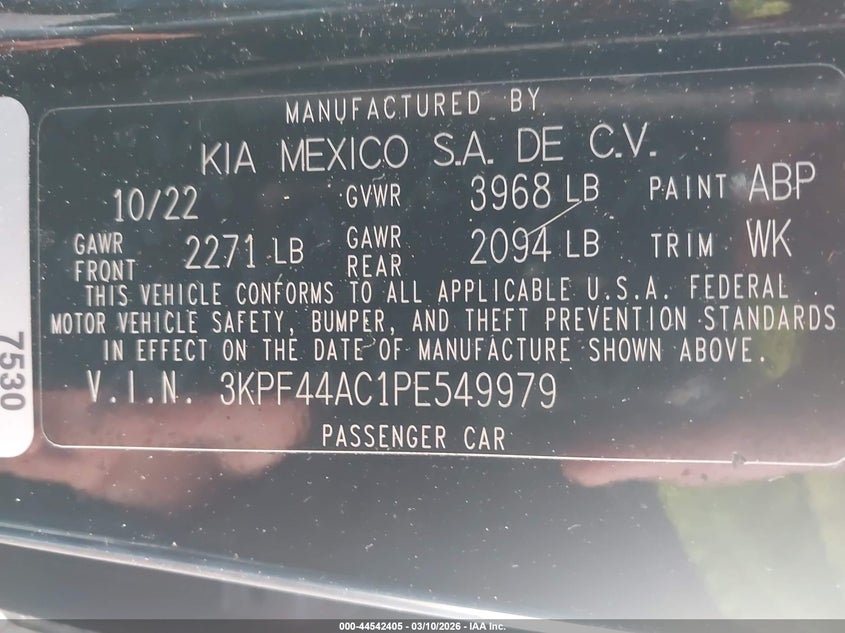 VIN 3KPF44AC1PE549979 2023 KIA FORTE GT