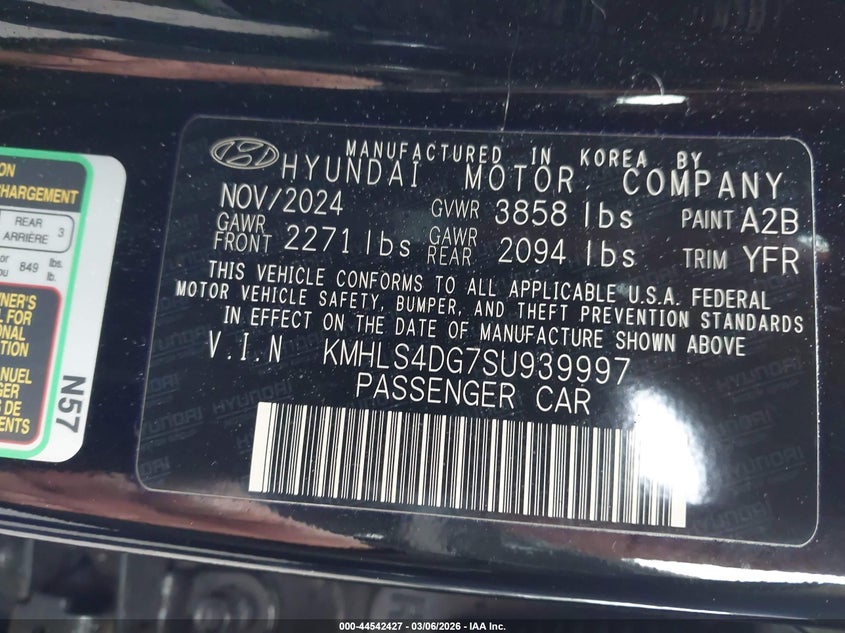 VIN KMHLS4DG7SU939997 2025 HYUNDAI ELANTRA SEL CONVENIENCE