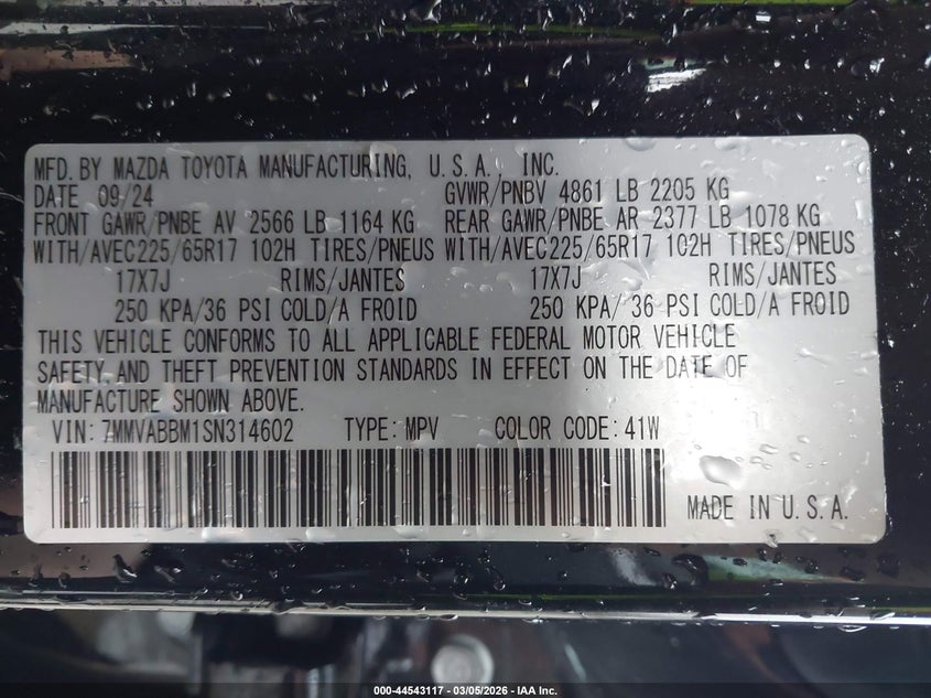 2025 Mazda Cx-50 2.5 S Preferred Package VIN: 7MMVABBM1SN314602 Lot: 44543117