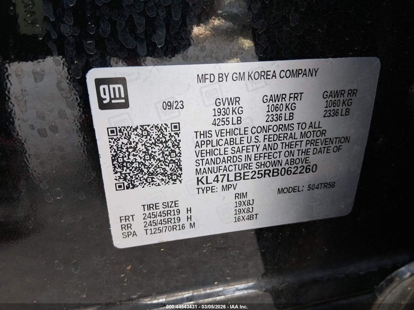 2024 Buick Envista Sport Touring Fwd VIN: KL47LBE25RB062260 Lot: 44543431