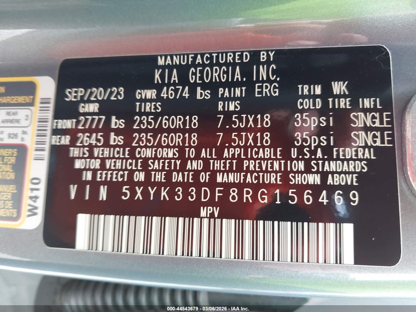 VIN 5XYK33DF8RG156469 2024 KIA SPORTAGE EX