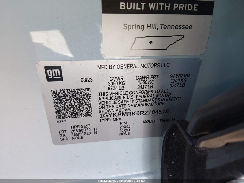 2024 Cadillac Lyriq Tech W/1Sa VIN: 1GYKPMRK6RZ104575 Lot: 44544292