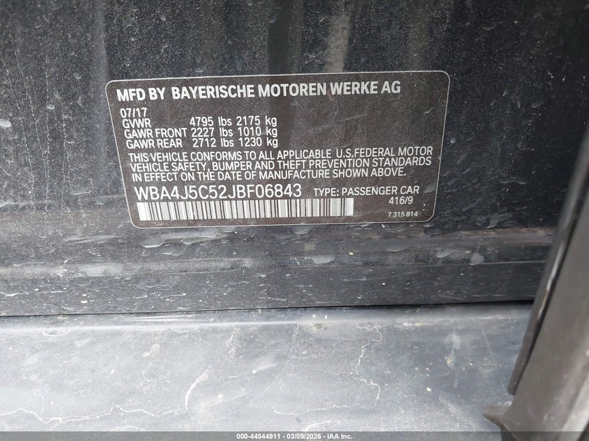 2018 BMW 440I Gran Coupe VIN: WBA4J5C52JBF06843 Lot: 44544911