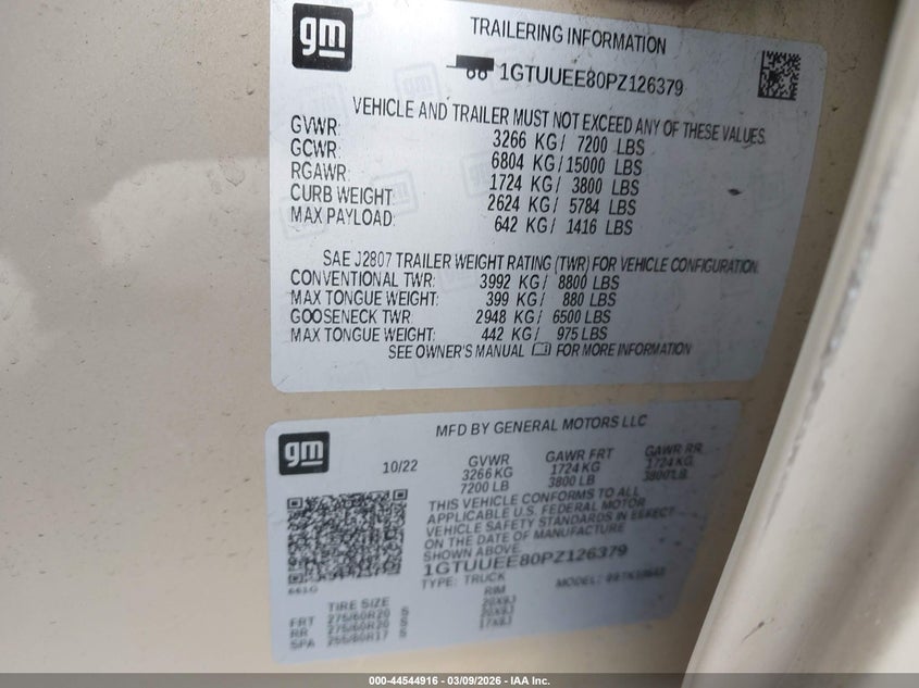 GMC SIERRA 1500 2023 VIN 1GTUUEE80PZ126379