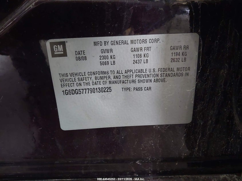 2009 Cadillac Cts 3.6 Cts Standard purple Lot 111044545253 Vin 1G6DG577790130225