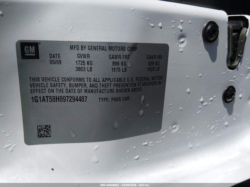 2009 Chevrolet Cobalt Lt VIN: 1G1AT58H897294487 Lot: 44545661