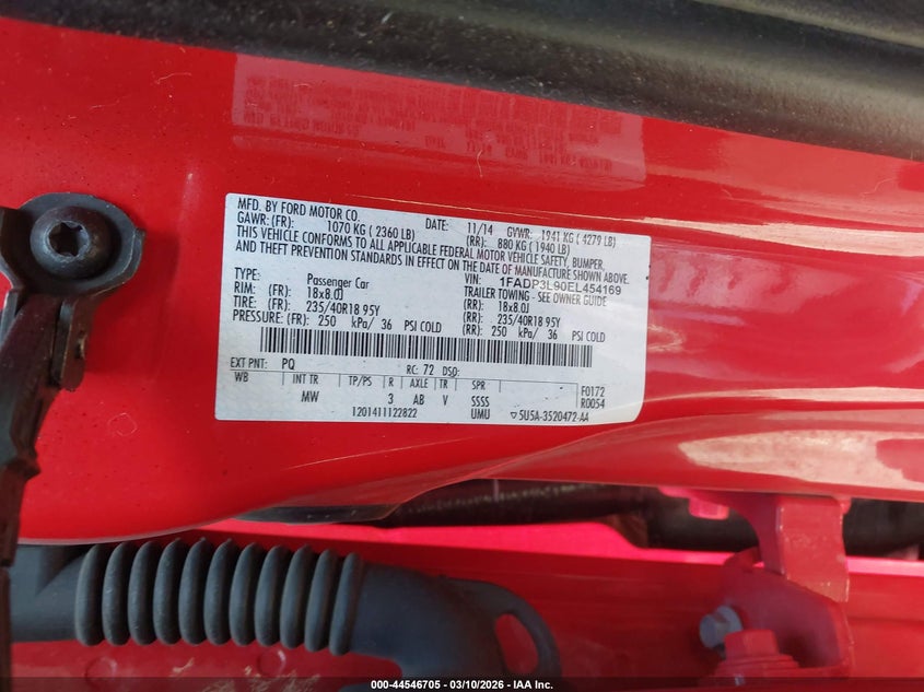 2014 Ford Focus St VIN: 1FADP3L90EL454169 Lot: 44546705