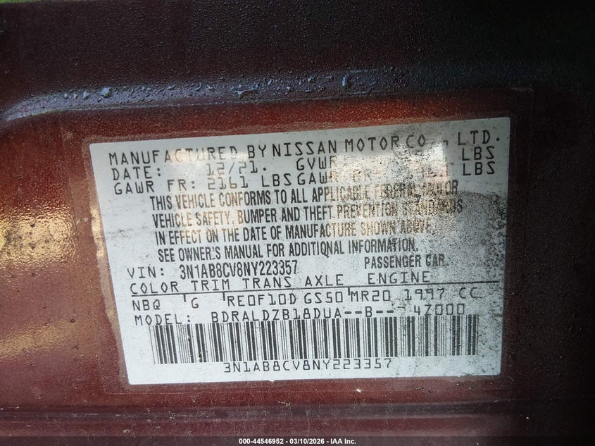 2022 Nissan Sentra Sv Xtronic Cvt VIN: 3N1AB8CV8NY223357 Lot: 44546952