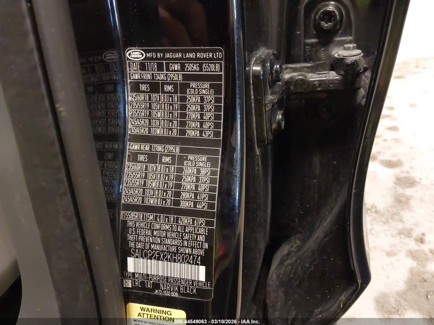 2019 Land Rover Discovery Sport Se VIN: SALCP2FX2KH802474 Lot: 44549063