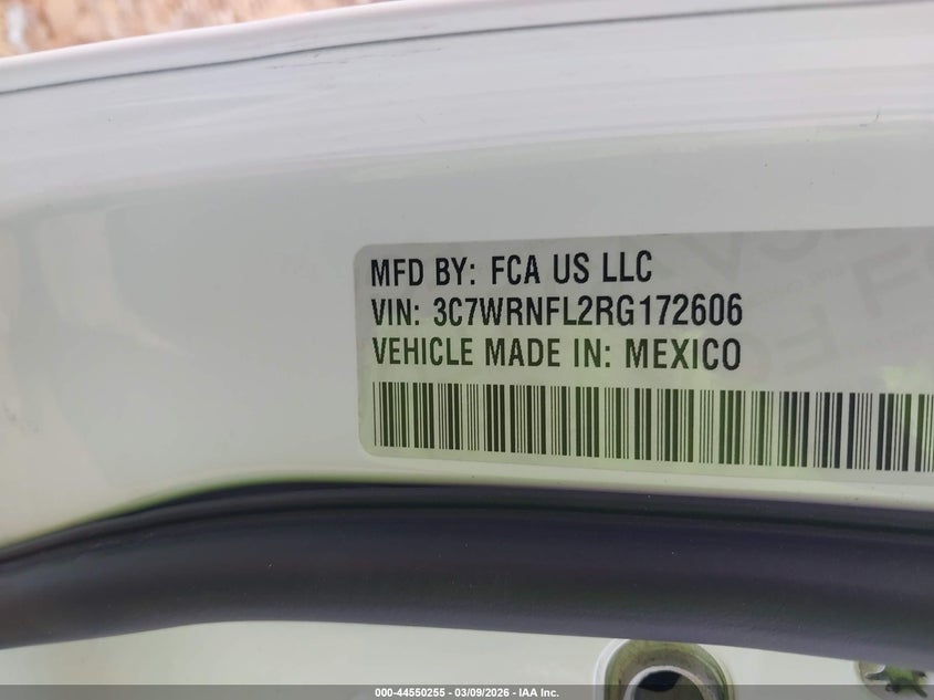 2024 Ram 5500 Chassis Tradesman/Slt/Laramie/Limited VIN: 3C7WRNFL2RG172606 Lot: 44550255