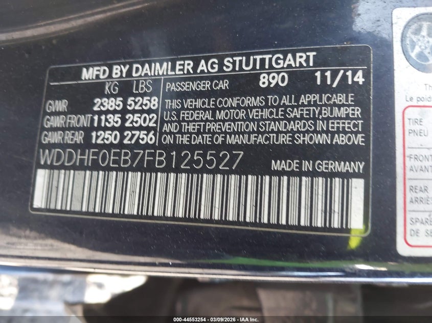 2015 MERCEDES-BENZ E-KLASSE SEDAN 2.1L I-4 DI, DOHC, VVT, TURBO, 195HP