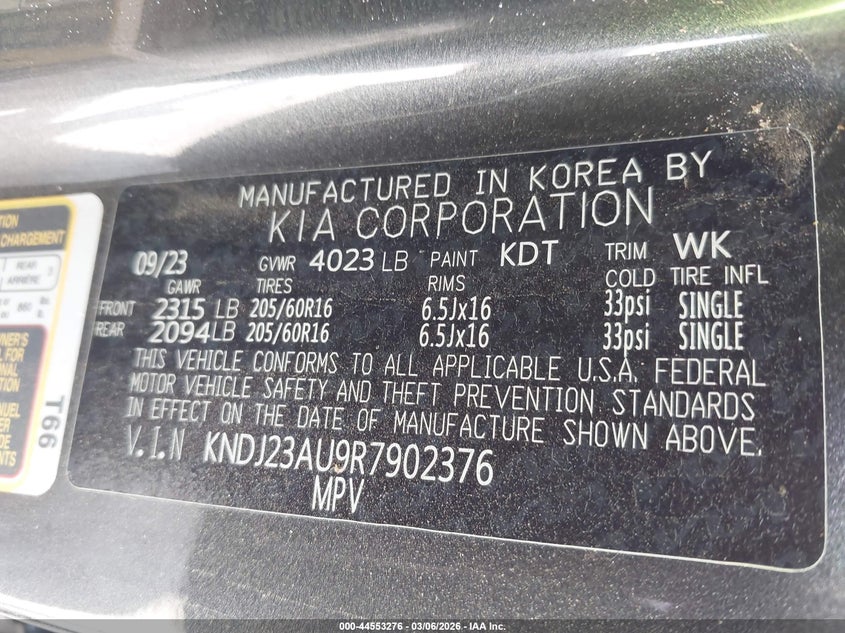KIA SOUL 2024 VIN KNDJ23AU9R7902376