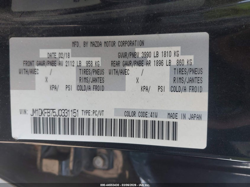 2018 Mazda Cx-3 Sport VIN: JM1DKFB75J0331151 Lot: 44553430