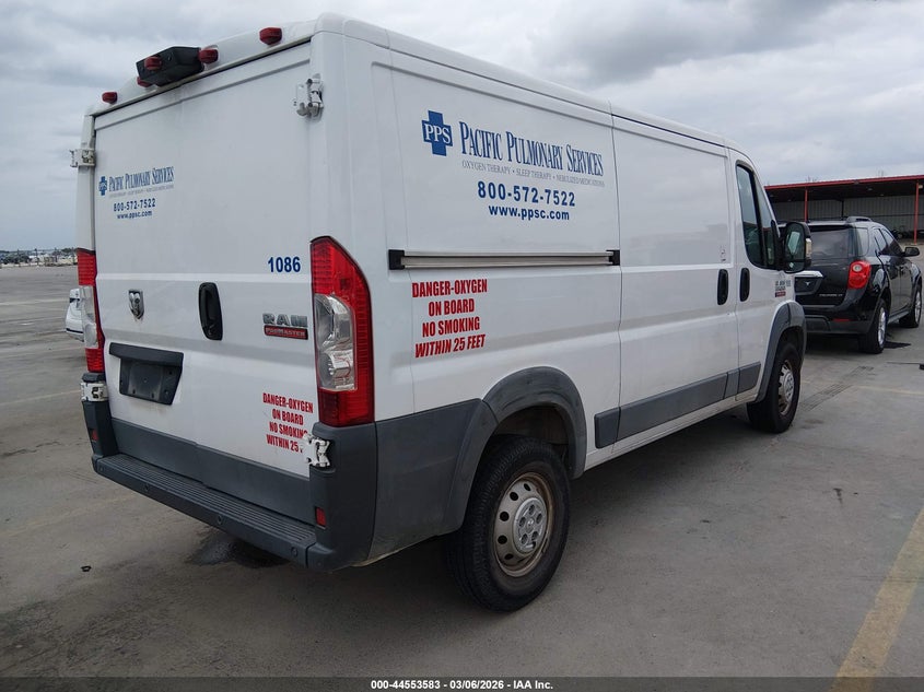 Vin: 3c6trvagxge136737, lot: 45050444, ram promaster 1500 low roof 20164
