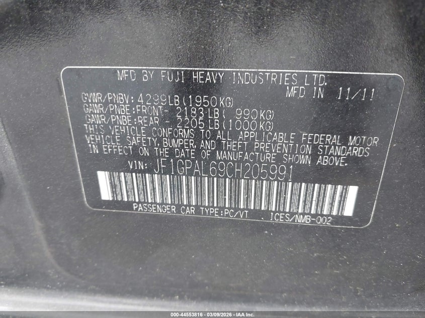 2012 Subaru Impreza 2.0I Sport Premium VIN: JF1GPAL69CH205991 Lot: 44553816