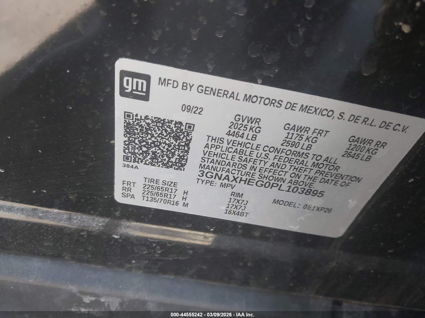 2023 Chevrolet Equinox Fwd Ls VIN: 3GNAXHEG0PL103895 Lot: 44555242