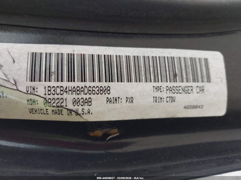 2010 Dodge Caliber Sxt VIN: 1B3CB4HA8AD663808 Lot: 44556027