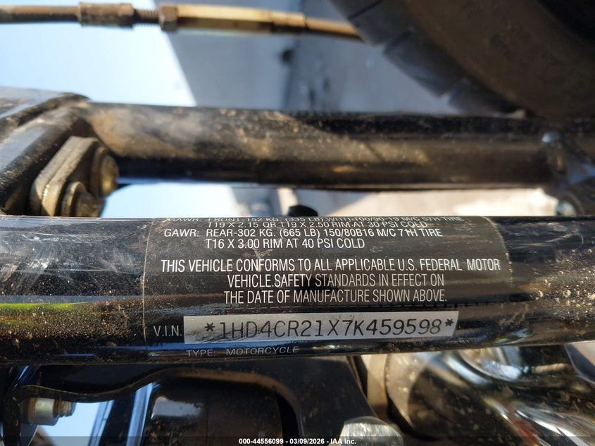 2007 Harley-Davidson Xl883 L VIN: 1HD4CR21X7K459598 Lot: 44556099