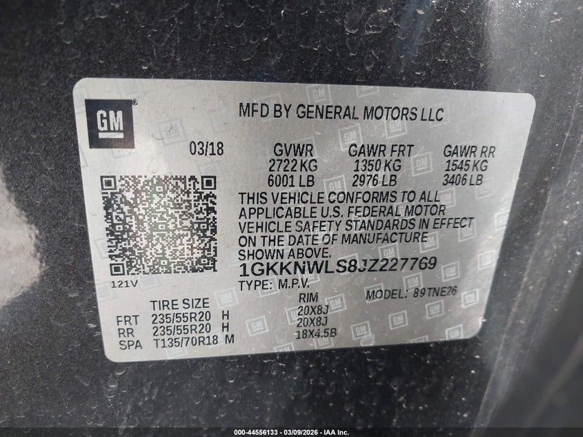 2018 GMC Acadia Slt-2 VIN: 1GKKNWLS8JZ227769 Lot: 44556133