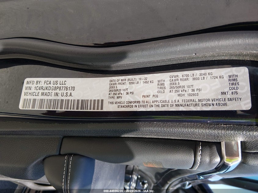 2023 Jeep Grand Cherokee L Overland 4X4 VIN: 1C4RJKDG8P8776170 Lot: 44556235