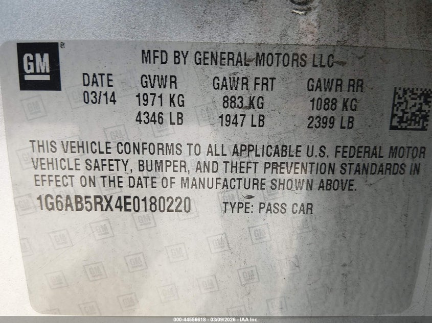 2014 Cadillac Ats Luxury VIN: 1G6AB5RX4E0180220 Lot: 44556618