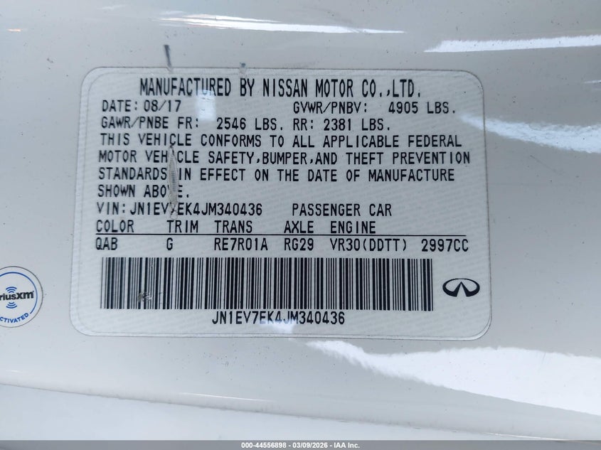 2018 Infiniti Q60 3.0T Luxe VIN: JN1EV7EK4JM340436 Lot: 44556898