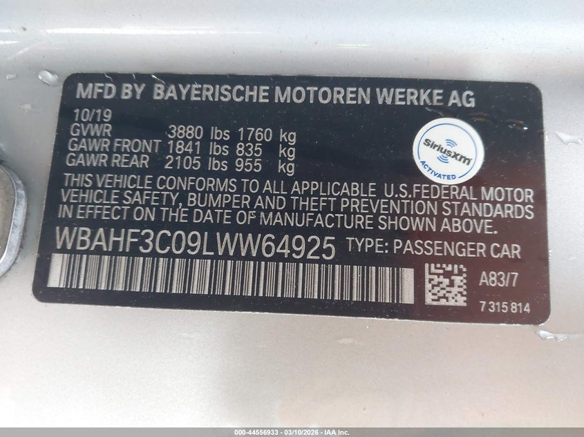 2020 BMW Z4 Sdrive30I VIN: WBAHF3C09LWW64925 Lot: 44556933