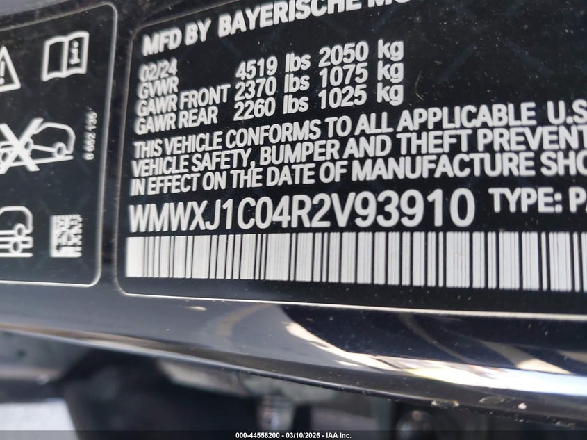 2024 Mini Clubman Cooper S VIN: WMWXJ1C04R2V93910 Lot: 44558200