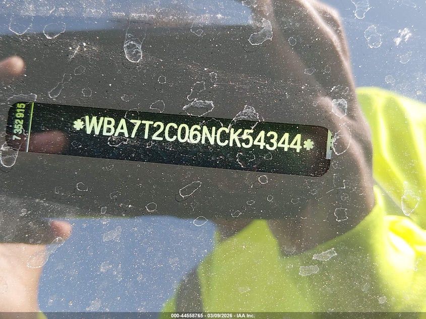 2022 BMW 740 I VIN: WBA7T2C06NCK54344 Lot: 44558765