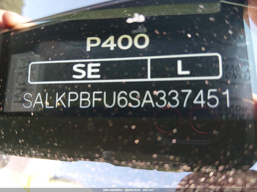VIN SALKPBFU6SA337451 2025 LAND ROVER RANGE ROVER P400 SE 7 SEAT