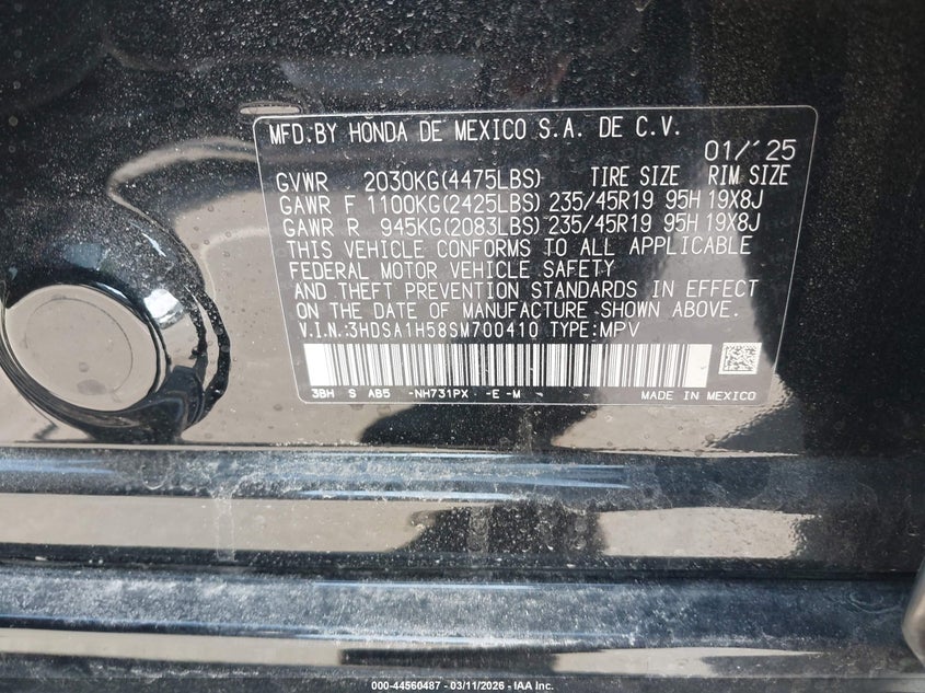 2025 Acura Adx A-Spec VIN: 3HDSA1H58SM700410 Lot: 44560487
