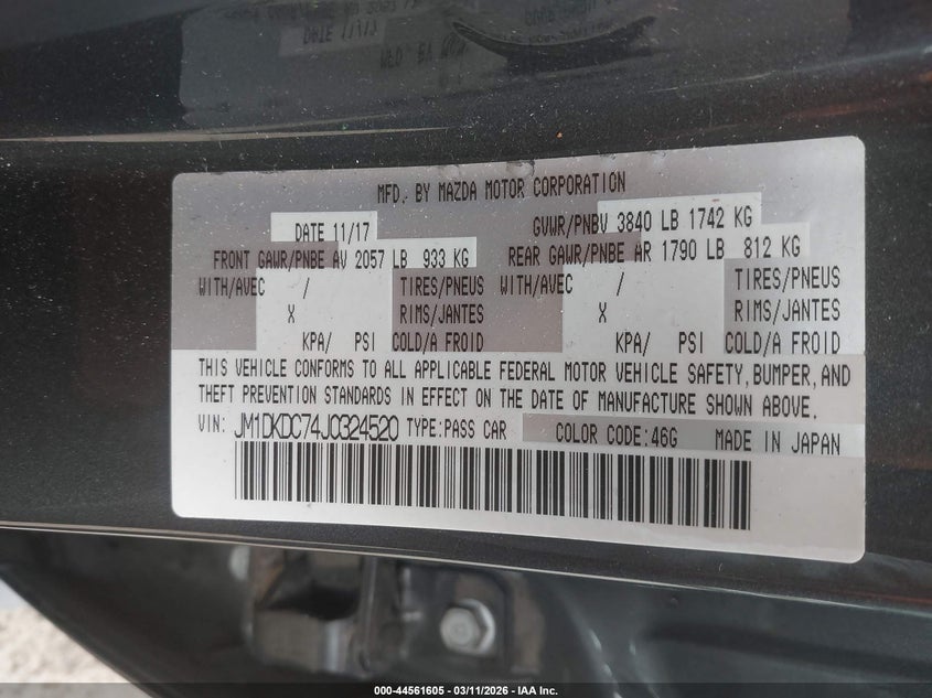 2018 Mazda Cx-3 Touring VIN: JM1DKDC74J0324520 Lot: 44561605