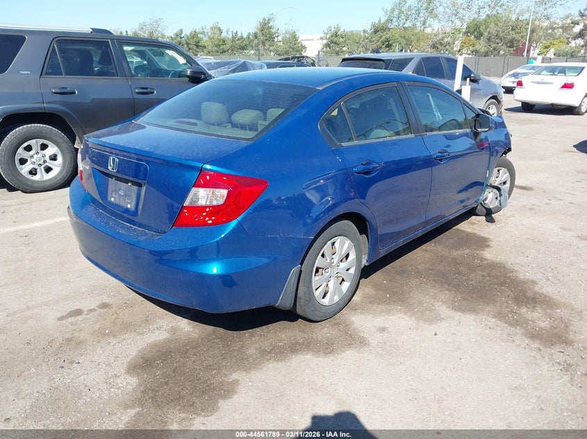 2012 Honda Civic 1.8 Lx blue Lot 111044561789 Vin 19XFB2F55CE031730