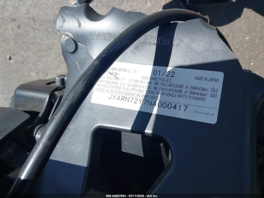 2022 Yamaha Mt09 Dc VIN: JYARN72Y7NA000417 Lot: 44567084