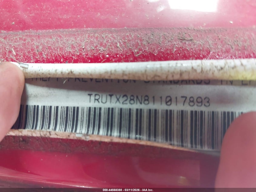 2001 Audi Tt VIN: TRUTX28N811017893 Lot: 44568388