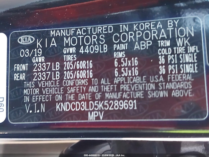 VIN KNDCD3LD5K5289691 2019 KIA NIRO PLUG-IN HYBRID EX
