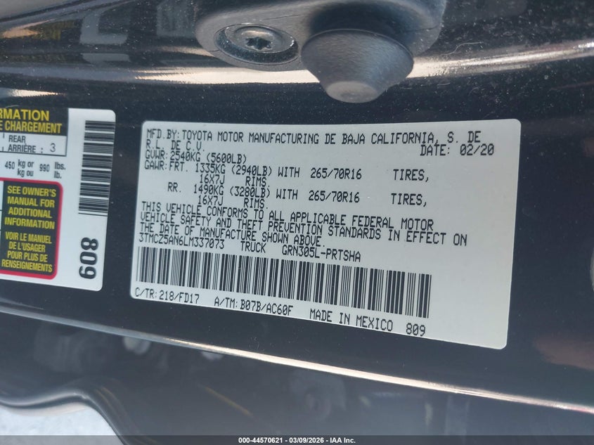2020 Toyota Tacoma Trd Off-Road VIN: 3TMCZ5AN6LM337073 Lot: 44570621