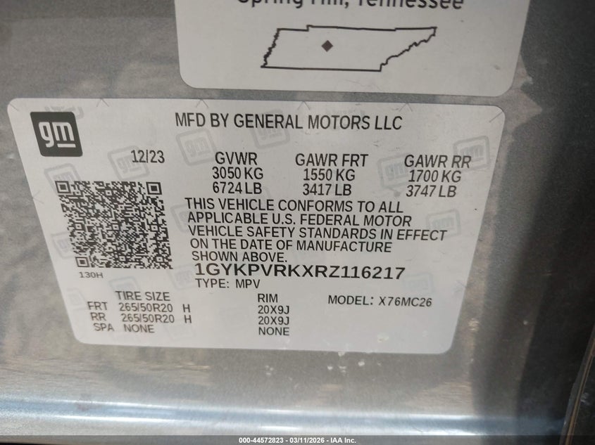 2024 Cadillac Lyriq Sport W/1Sj VIN: 1GYKPVRKXRZ116217 Lot: 44572823