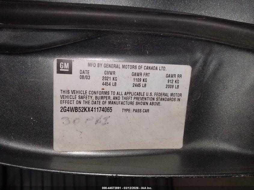 2004 Buick Regal Ls VIN: 2G4WB52KX41174065 Lot: 44572891