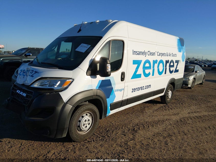 Vin: 3c6mrvjg7pe555780, lot: 45071220, ram promaster 3500 cargo van high roof 159 wb ext 20232