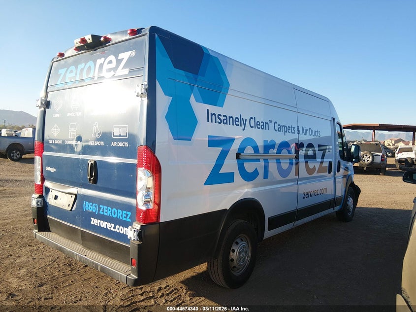 Vin: 3c6mrvjg7pe555780, lot: 45071220, ram promaster 3500 cargo van high roof 159 wb ext 20234