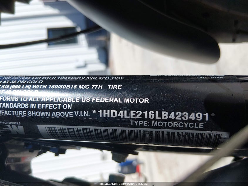 2020 Harley-Davidson Xl883 N VIN: 1HD4LE216LB423491 Lot: 44574496